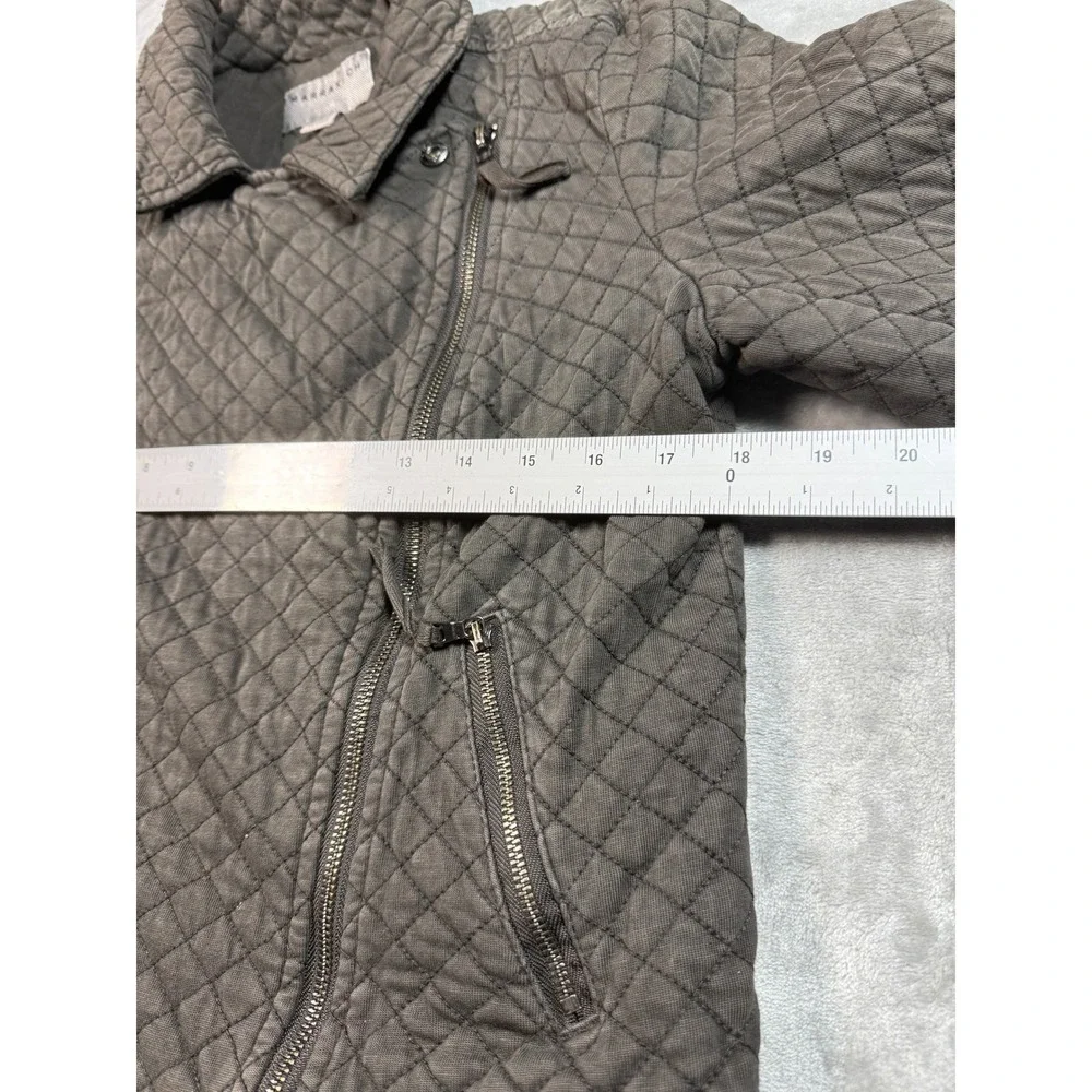 Anthropologie Marrakech Quilted Moto Jacket Womens Gray Full‎ Zip Pockets Small